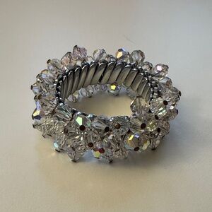 Vintage Silver Bracelet with Iridescent Crystals